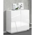 Hög eller låg skohylla i hållbar trädesign med 2 eller 4 dörrar - Fjona Viadurini