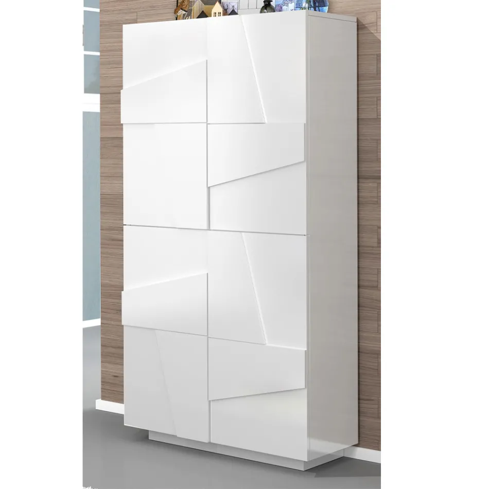 Hög eller låg skohylla i hållbar trädesign med 2 eller 4 dörrar - Fjona Viadurini