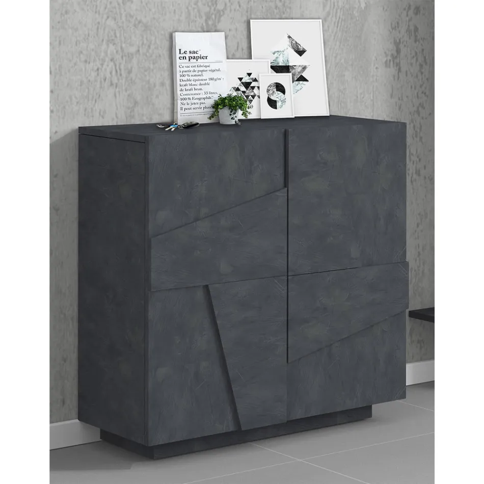 Hög eller låg skohylla i hållbar trädesign med 2 eller 4 dörrar - Fjona Viadurini