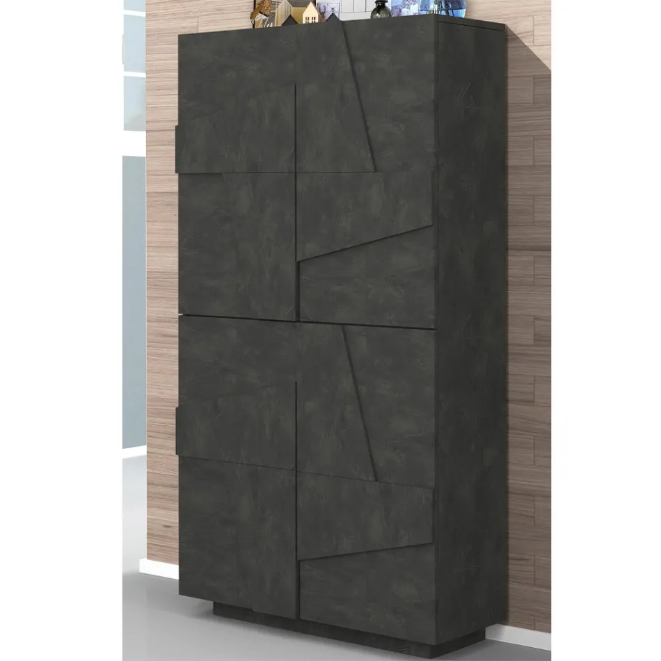 Hög eller låg skohylla i hållbar trädesign med 2 eller 4 dörrar - Fjona Viadurini