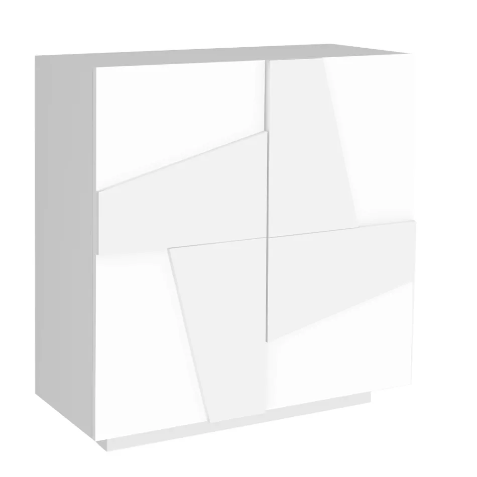 Hög eller låg skohylla i hållbar trädesign med 2 eller 4 dörrar - Fjona Viadurini