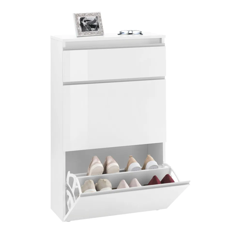 Skoskåp Vit eller Antracit 3 Dörrar Hållbar Trädesign - Emanuelito Viadurini