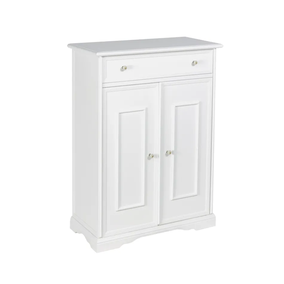 Skoskåp med 1 låda och 2 trädörrar Made in Italy - Lasa Viadurini