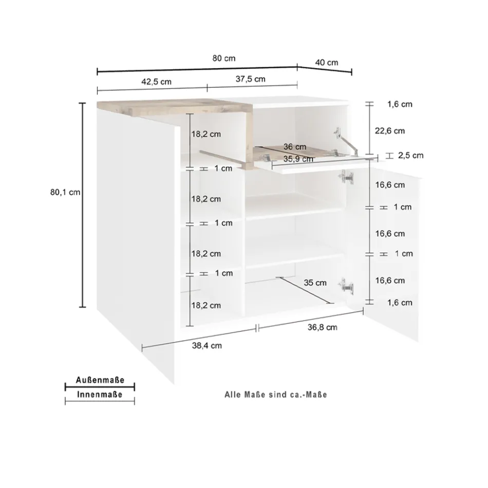 Entréskoställ 3 eller 4 dörrar i vitt trä och skiffer eller lönn - Tiscali Viadurini