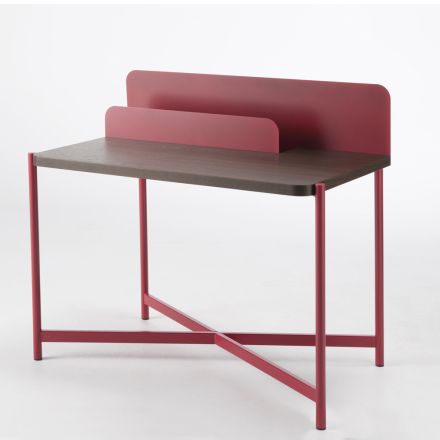 Modernt skrivbord i färgad metall och ek av italiensk design - Nadin Viadurini