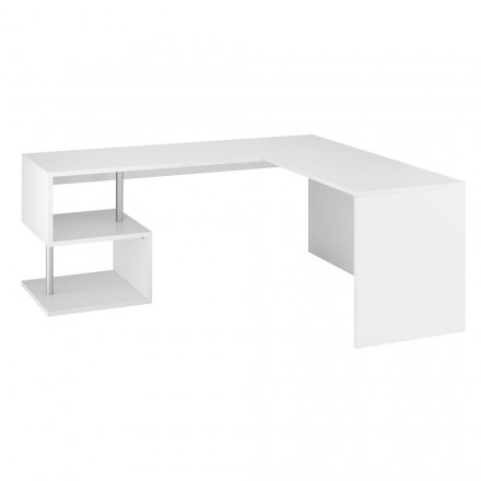 Modernt hörnskrivbord glansigt vitt trä eller skifferdesign - Michel Viadurini