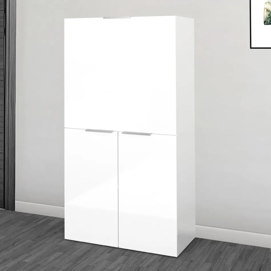 Modernt vitt väggskrivbord i polerat trä italiensk design - Ghero Viadurini