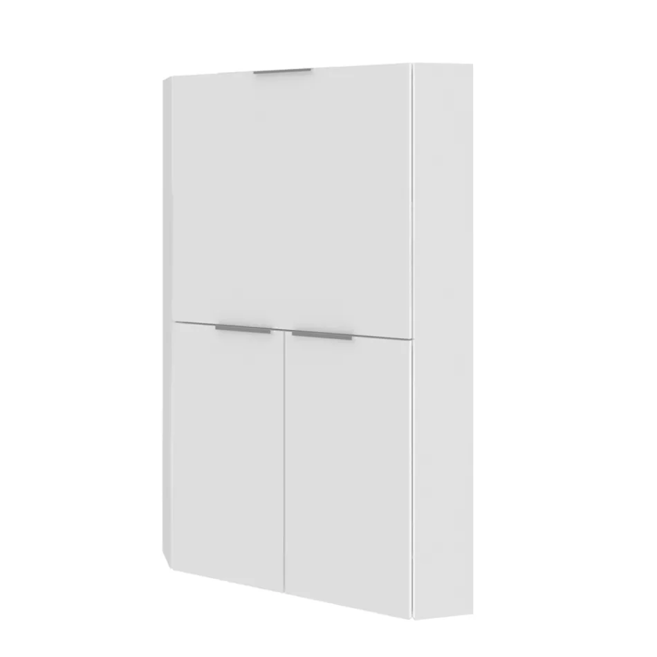 Vitt modernt hörnskrivbord i polerat trä italiensk design - Ghero Viadurini