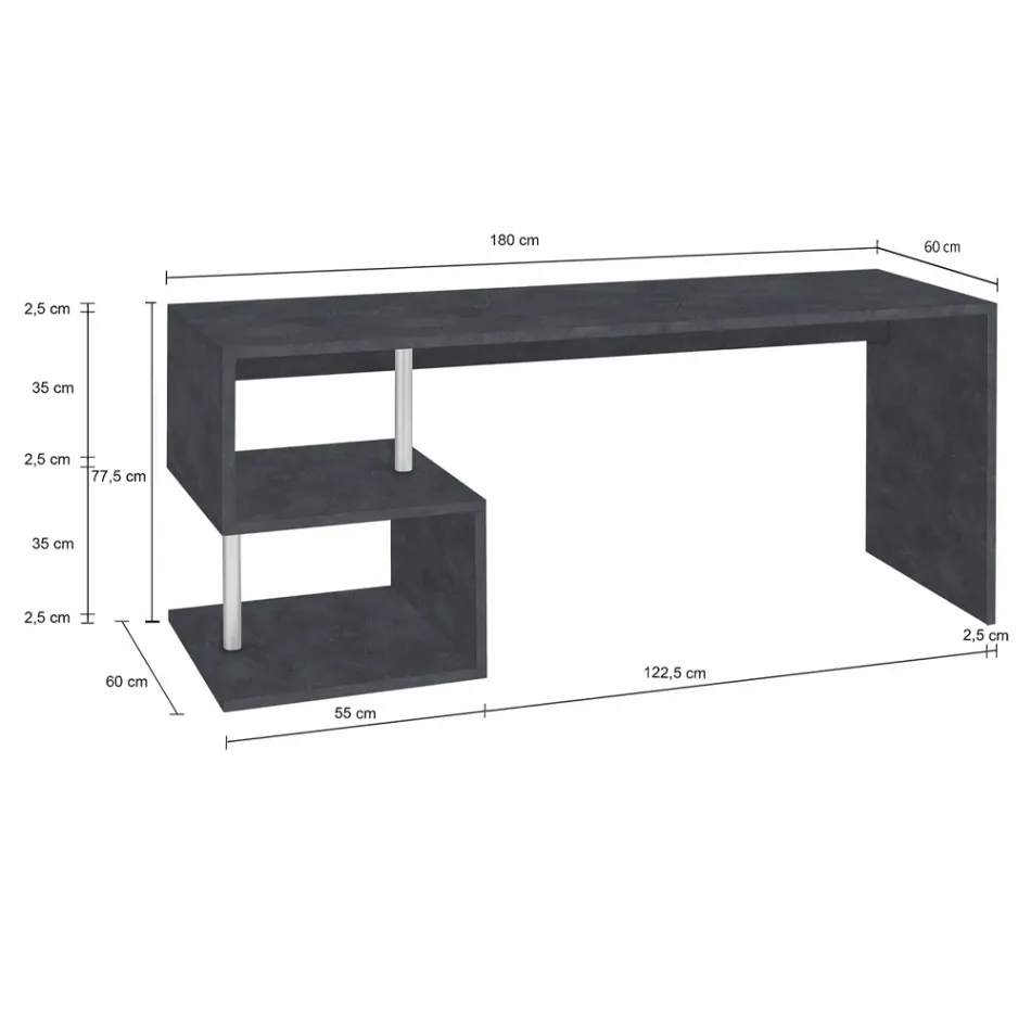 Skrivbord i vitt eller skiffer i italiensk designträ 3 storlekar - Michel Viadurini