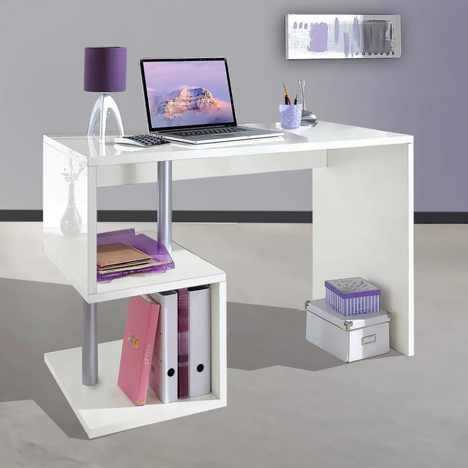 Skrivbord i vitt eller skiffer i italiensk designträ 3 storlekar - Michel Viadurini