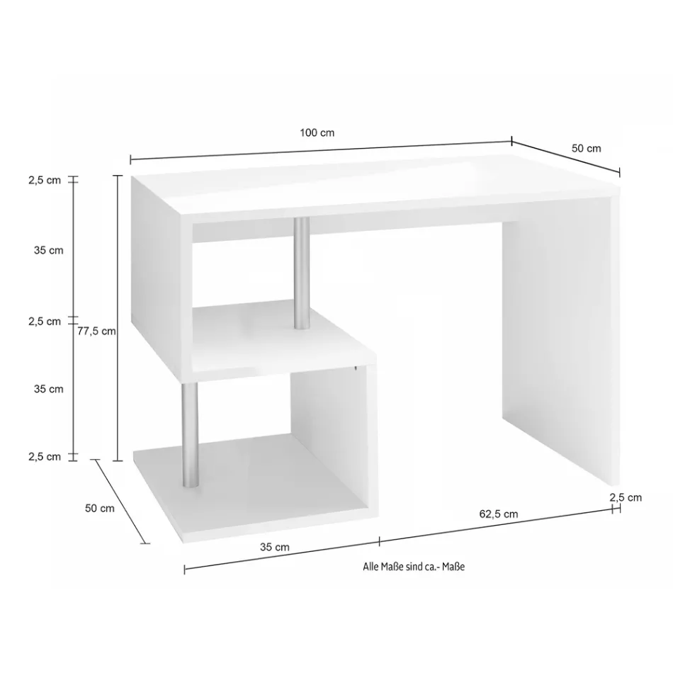 Skrivbord i vitt eller skiffer i italiensk designträ 3 storlekar - Michel Viadurini