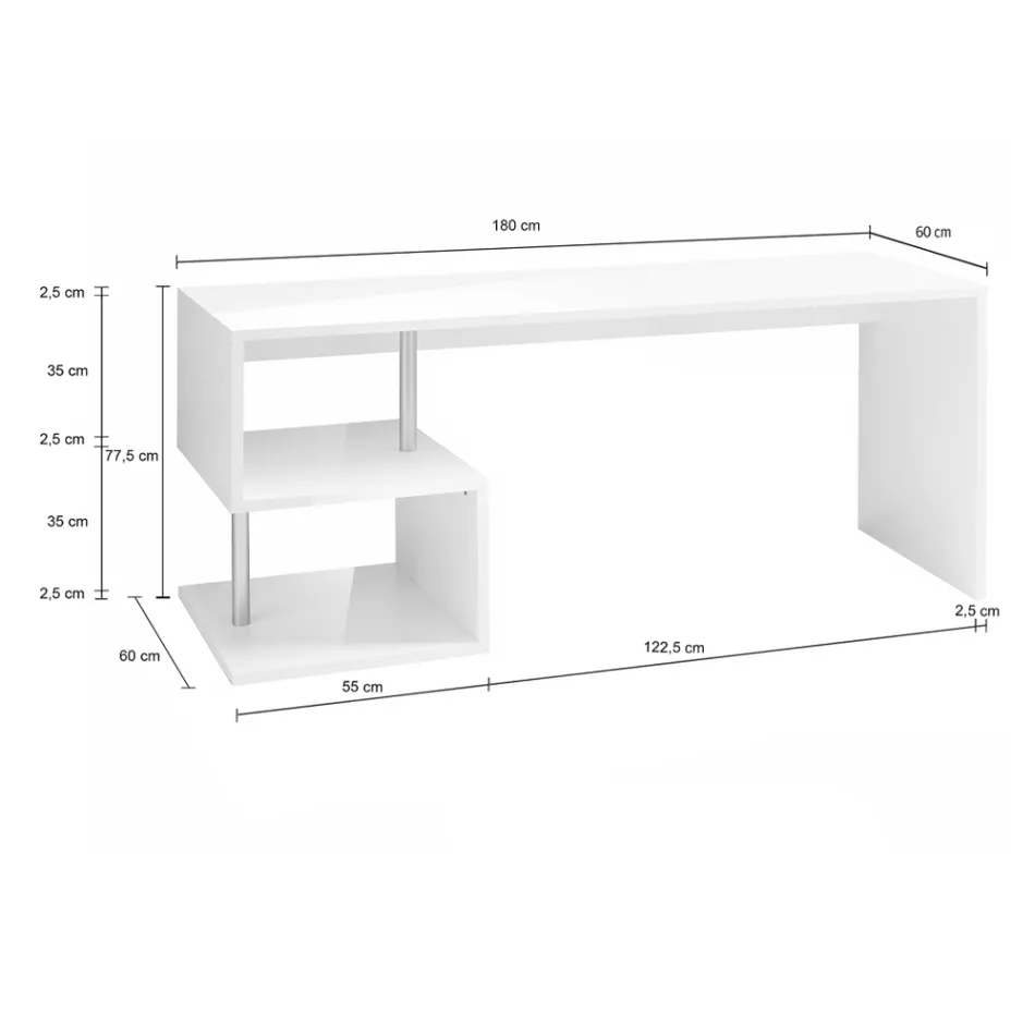 Skrivbord i vitt eller skiffer i italiensk designträ 3 storlekar - Michel Viadurini