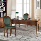 Klassiskt skrivbord 5 lådor i trä och ekologiskt läder Tillverkat i Italien - Commodo Viadurini