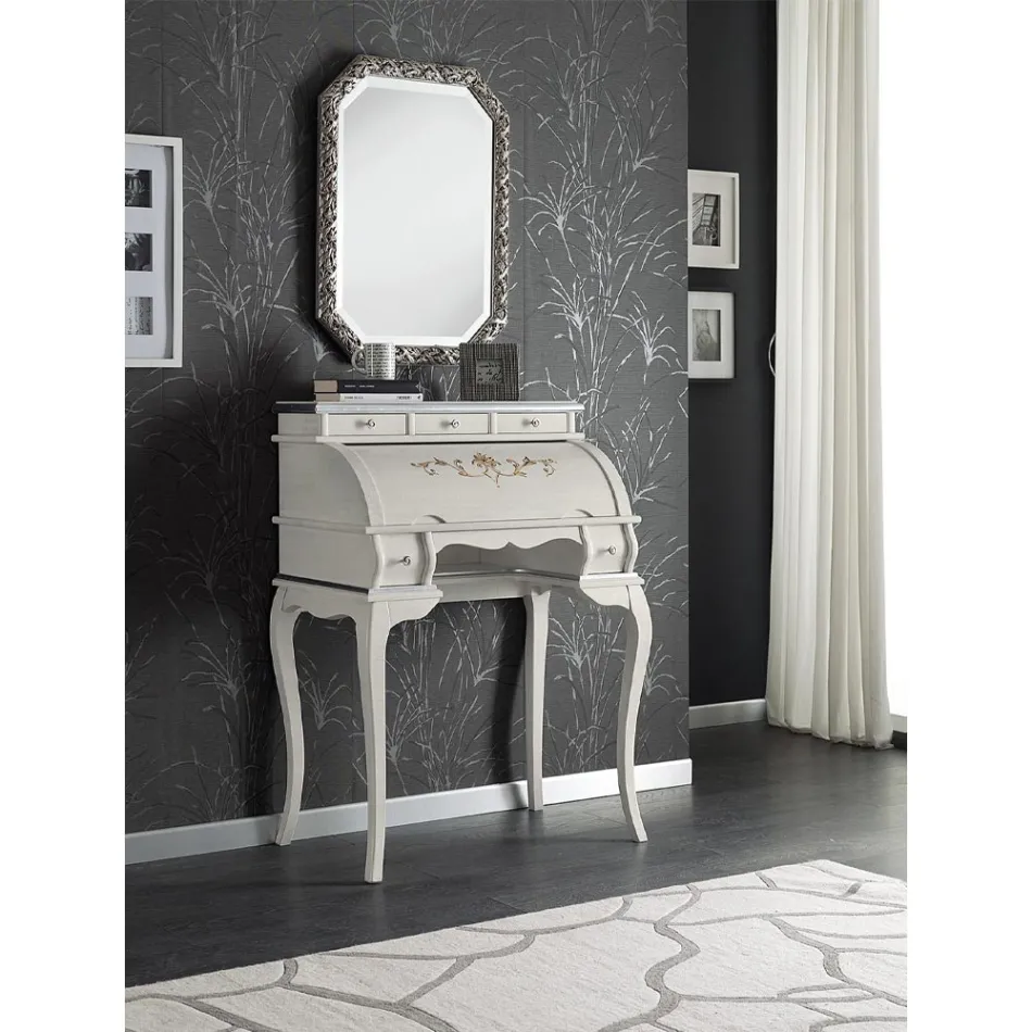 Klassiskt skrivbord 5 lådor i trä och inlägg Made in Italy - Hastings Viadurini