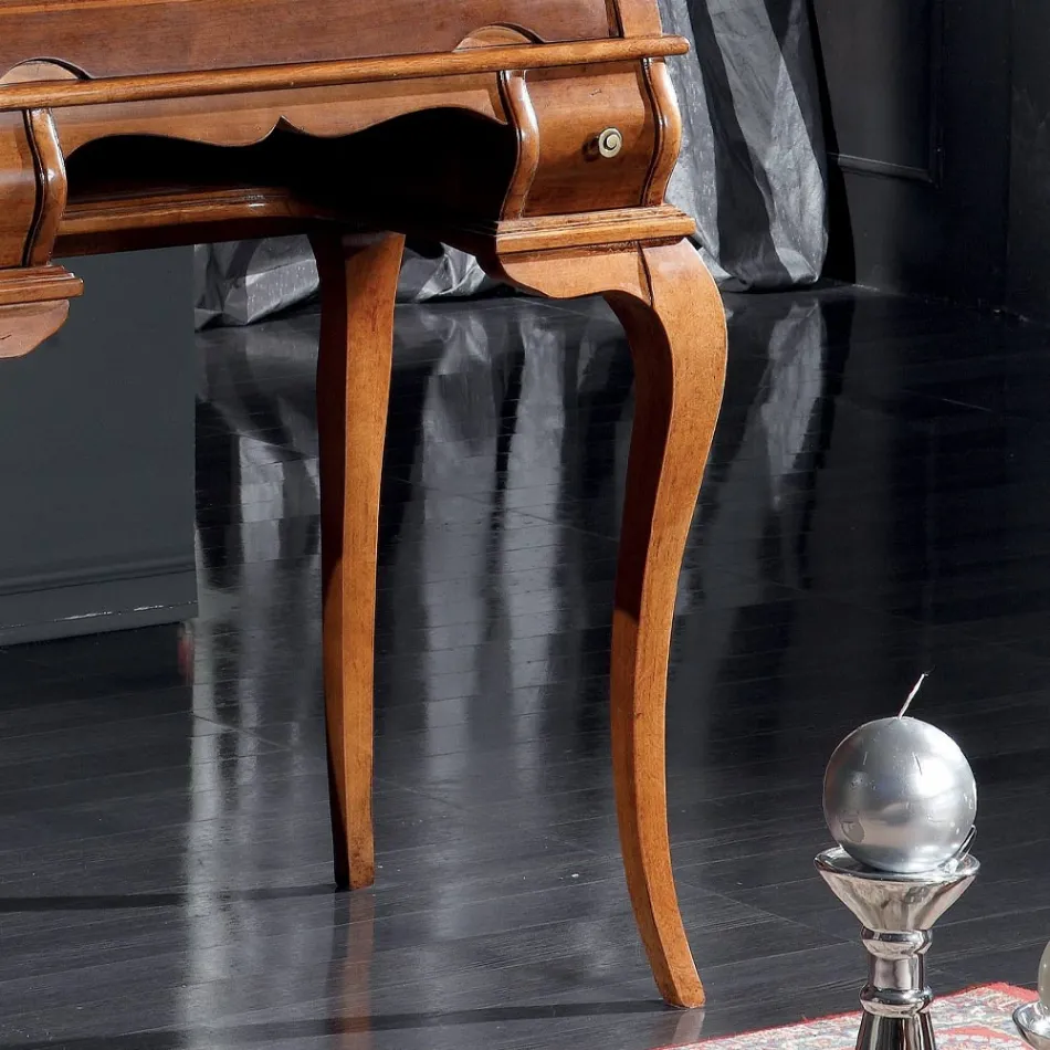 Klassiskt skrivbord 5 lådor i trä och inlägg Made in Italy - Hastings Viadurini