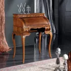 Klassiskt skrivbord 5 lådor i trä och inlägg Made in Italy - Hastings Viadurini