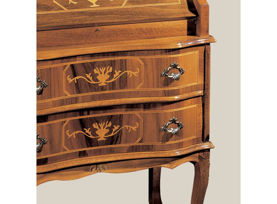 Klassiskt träskrivbord med flik och lådor Tillverkat i Italien - Elegant Viadurini