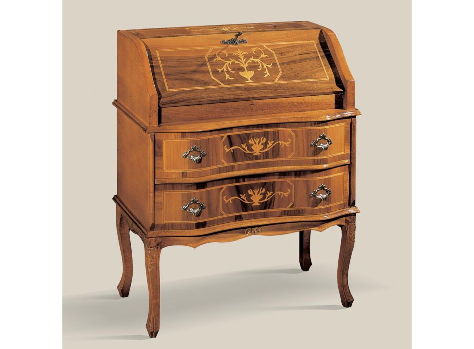 Klassiskt träskrivbord med flik och lådor Tillverkat i Italien - Elegant Viadurini