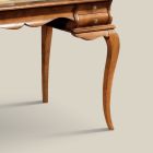 Skrivbord med 5 lådor valnötsträ och ekologiskt läder Tillverkat i Italien - Hastings Viadurini