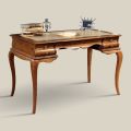 Skrivbord med 5 lådor valnötsträ och ekologiskt läder Tillverkat i Italien - Hastings
