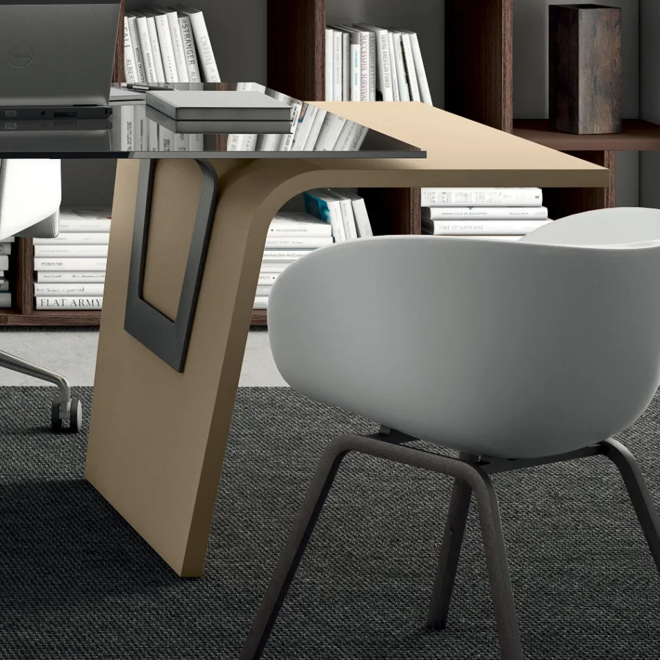 Skrivbord med glasskiva Andrea Stramigioli - Frafalla Viadurini