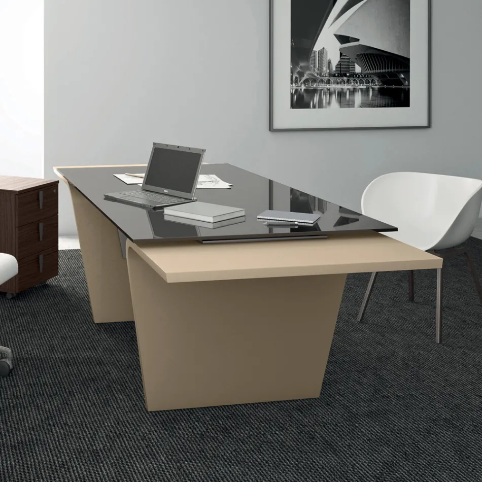 Skrivbord med glasskiva Andrea Stramigioli - Frafalla Viadurini