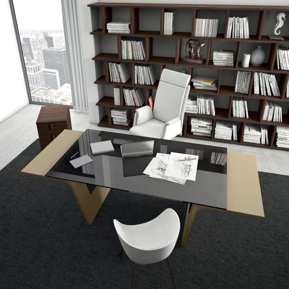 Skrivbord med glasskiva Andrea Stramigioli - Frafalla Viadurini