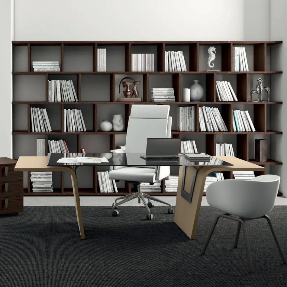 Skrivbord med glasskiva Andrea Stramigioli - Frafalla Viadurini