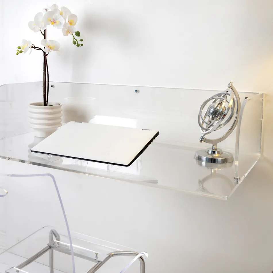 Otilia väggskrivbord i plexiglas med minimalistisk design, tillverkat i Italien Viadurini