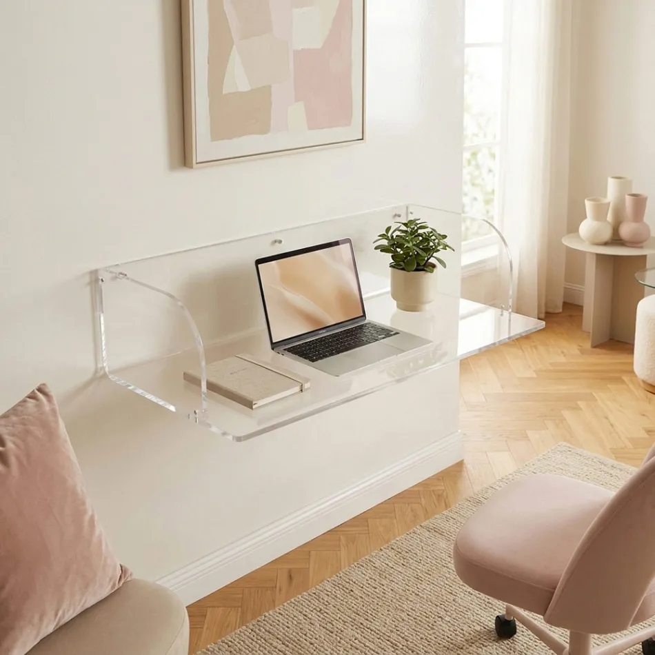 Otilia väggskrivbord i plexiglas med minimalistisk design, tillverkat i Italien Viadurini