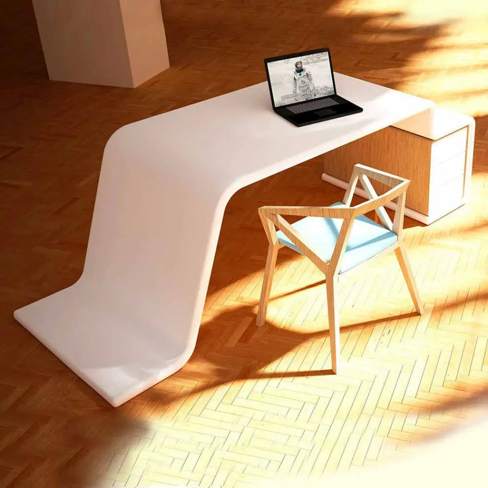 Kontorsbord med trä byrå tillverkad i Italien, Terralba Viadurini