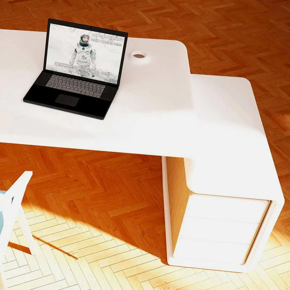 Kontorsbord med trä byrå tillverkad i Italien, Terralba Viadurini