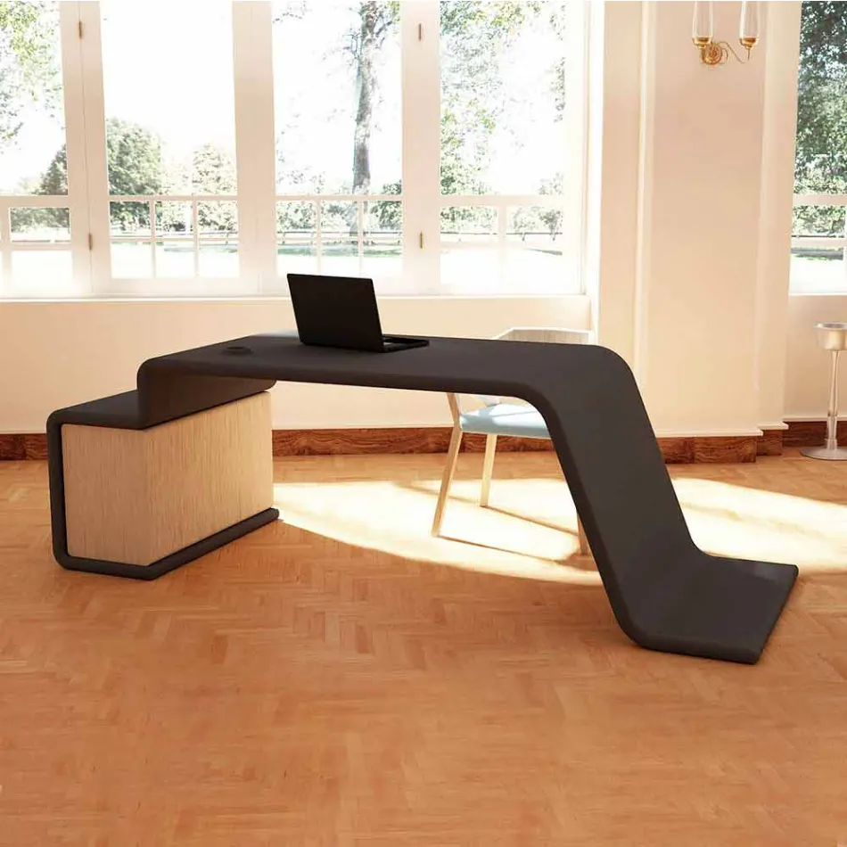 Kontorsbord med trä byrå tillverkad i Italien, Terralba Viadurini