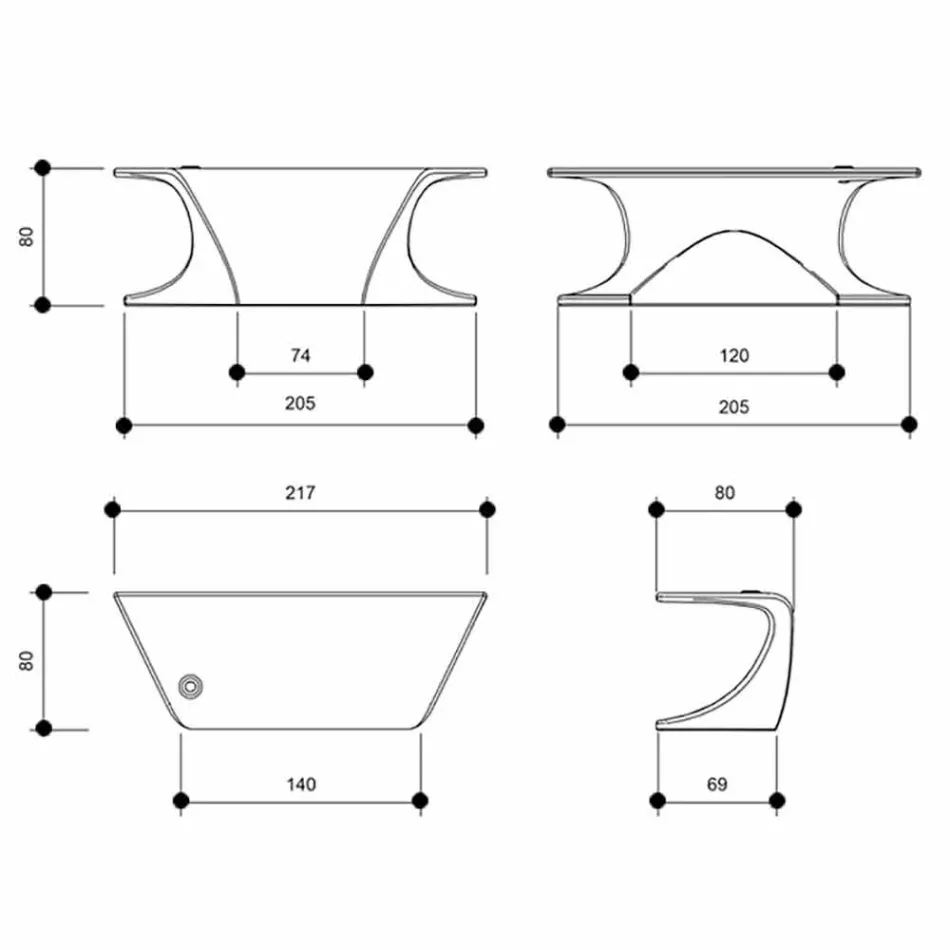 Modernt skrivbord producerat i Italien, Cerami Viadurini