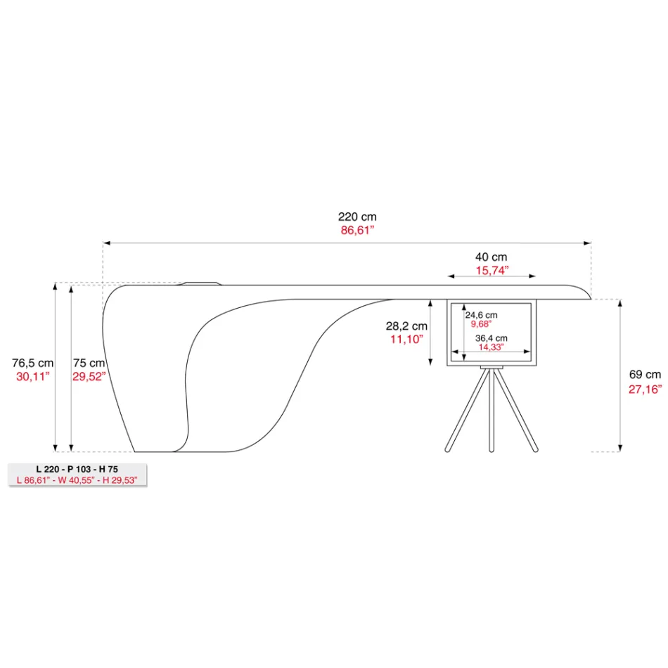 Executive skrivbord av Karim Rashid i polyuretan i olika utföranden - James Viadurini