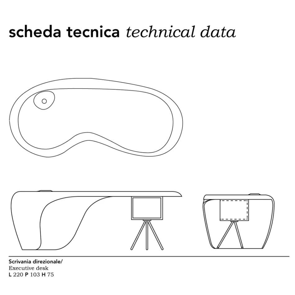 Executive skrivbord av Karim Rashid i polyuretan i olika utföranden - James Viadurini
