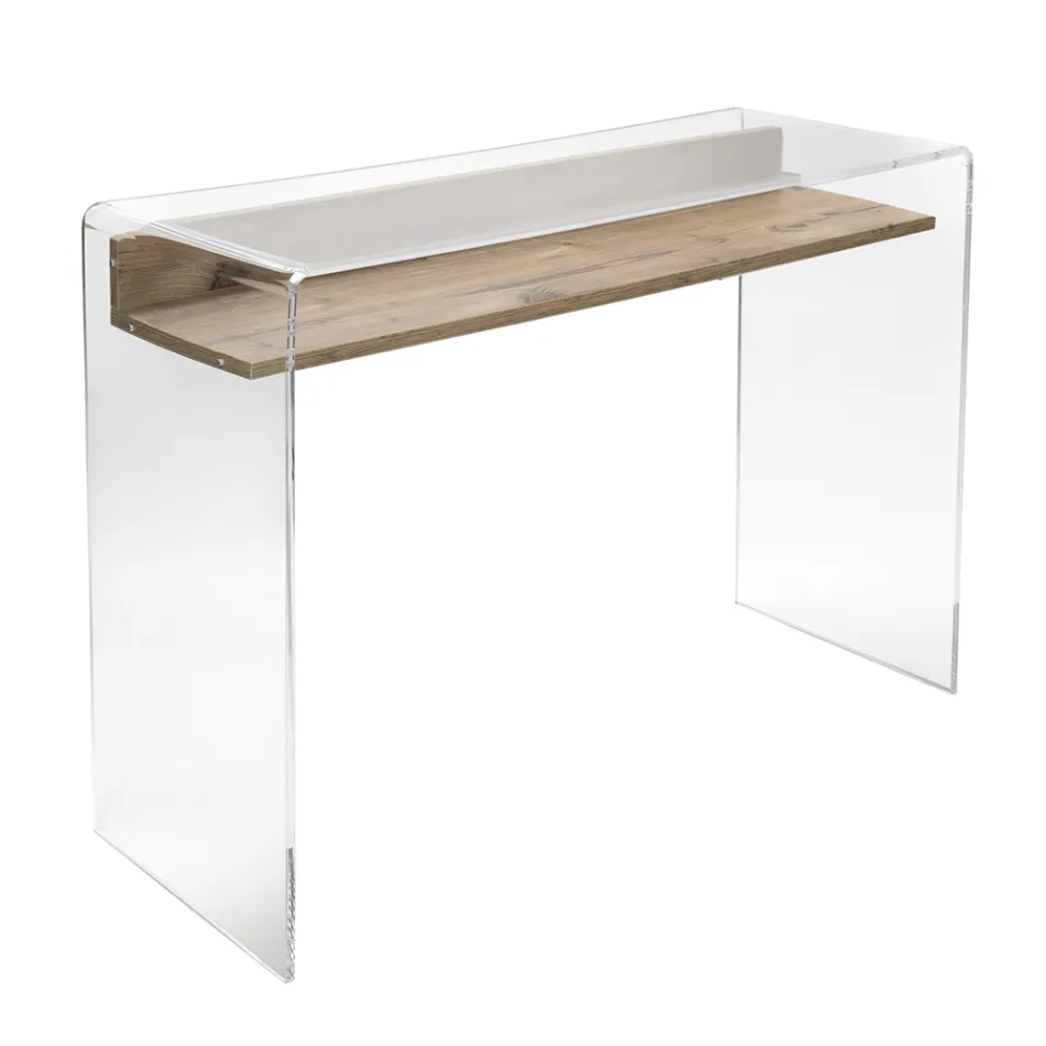 Transparent plexiglasbord med designhylla - Carducci Viadurini