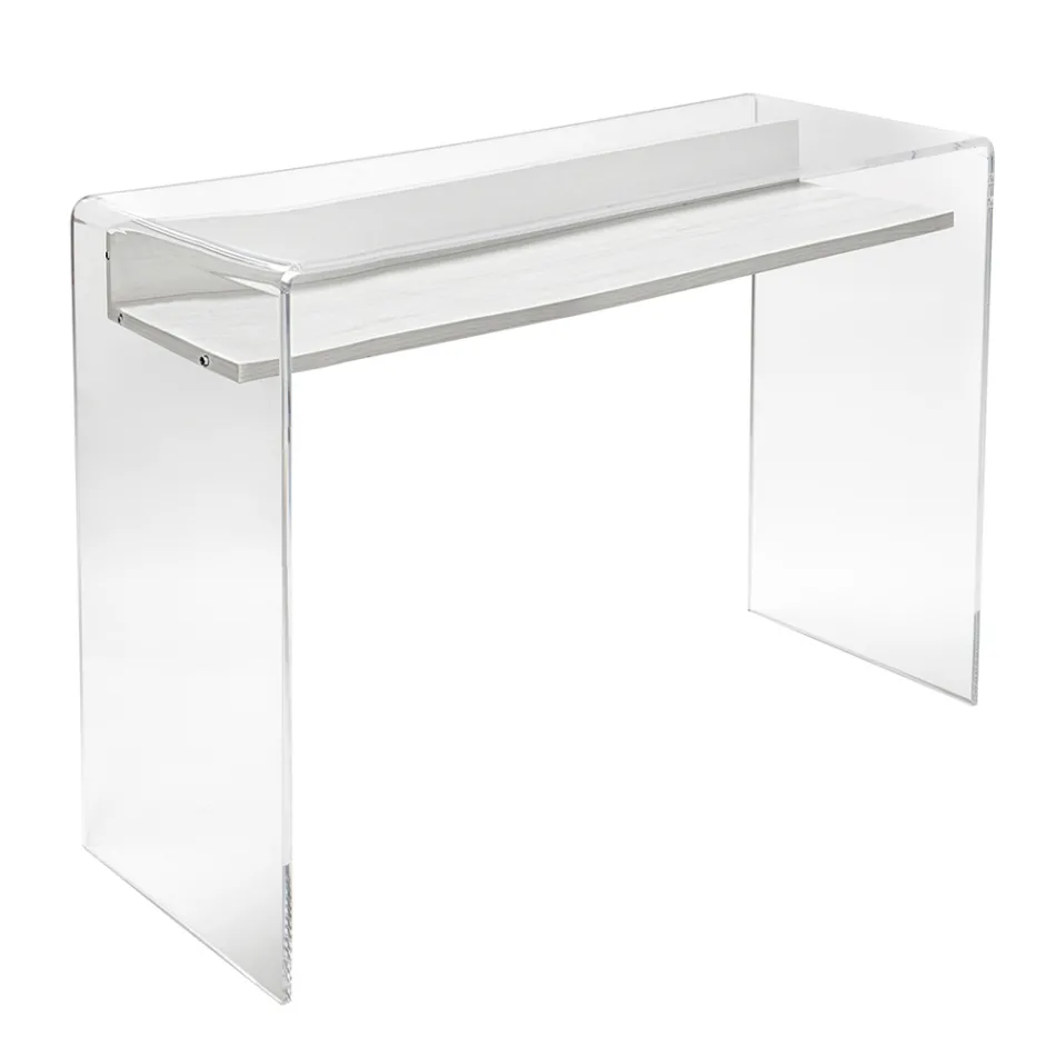 Transparent plexiglasbord med designhylla - Carducci Viadurini