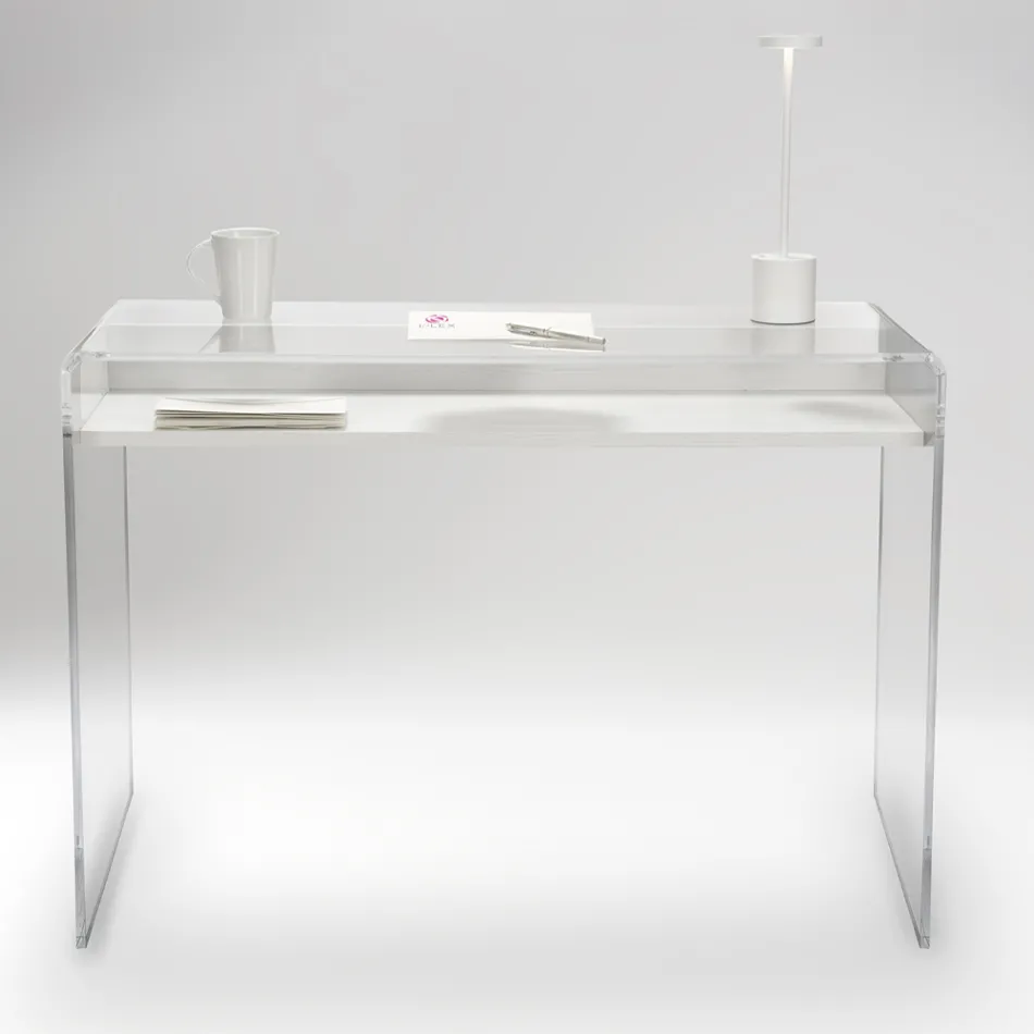 Transparent plexiglasbord med designhylla - Carducci Viadurini