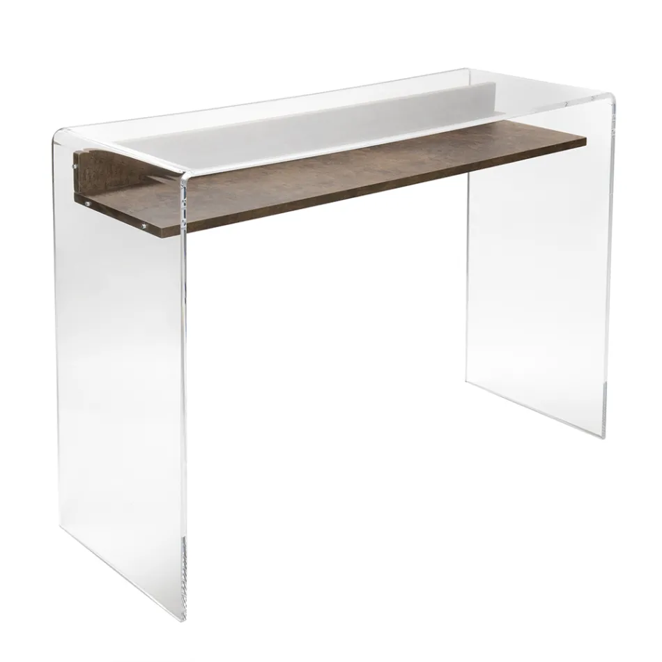 Transparent plexiglasbord med designhylla - Carducci Viadurini