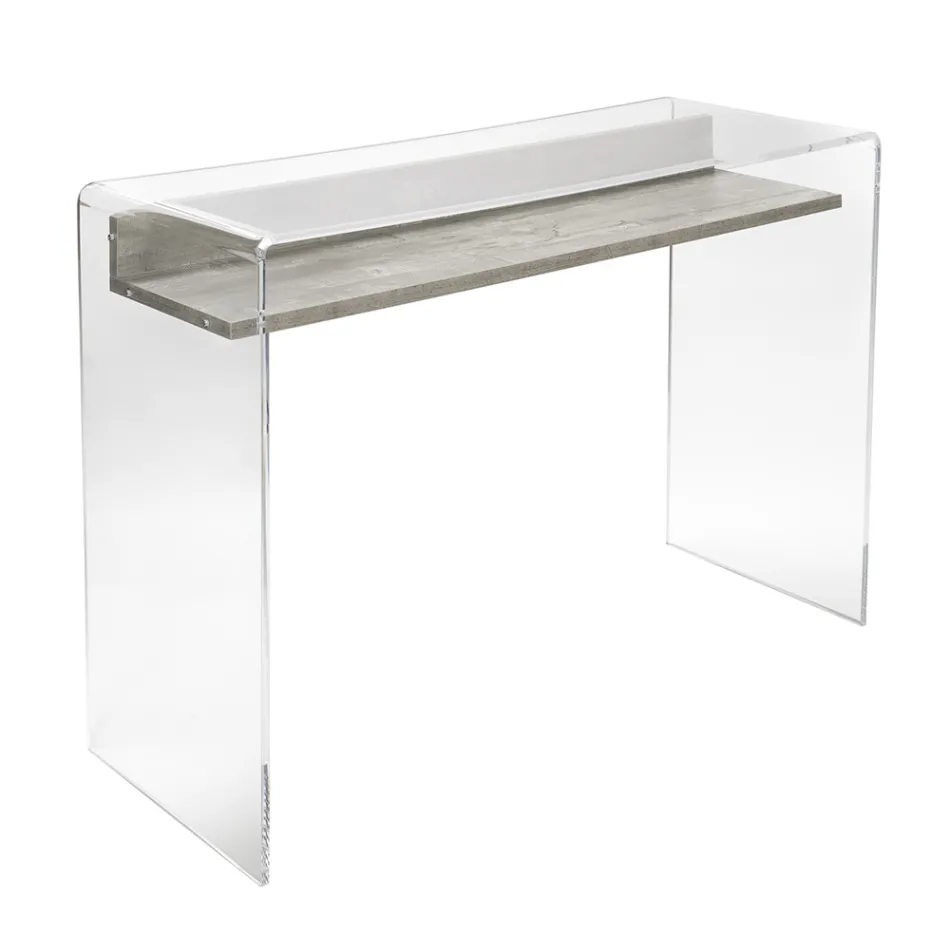 Transparent plexiglasbord med designhylla - Carducci Viadurini