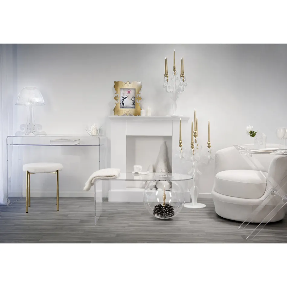 Modernt skrivbord i transparent plexiglas tillverkat i Italien, Barga Viadurini