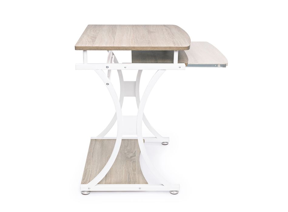 Platssparande skrivbord i stål och Mdf med utdragbar designskiva - Arnica Viadurini
