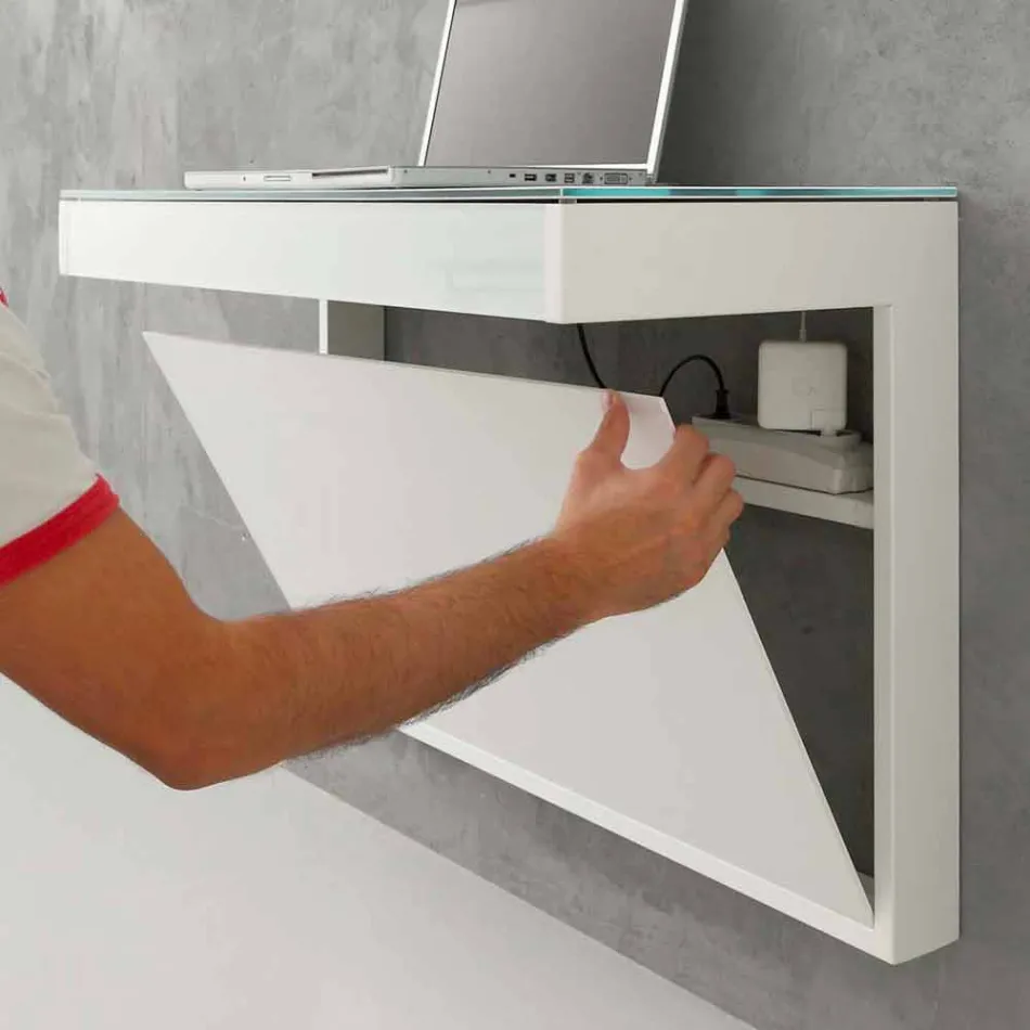 Upphängt skrivbord i kristall med metallkonstruktion tillverkad i Italien - kisel Viadurini