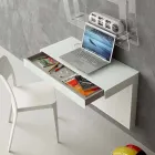 Upphängt skrivbord i kristall med metallkonstruktion tillverkad i Italien - kisel Viadurini