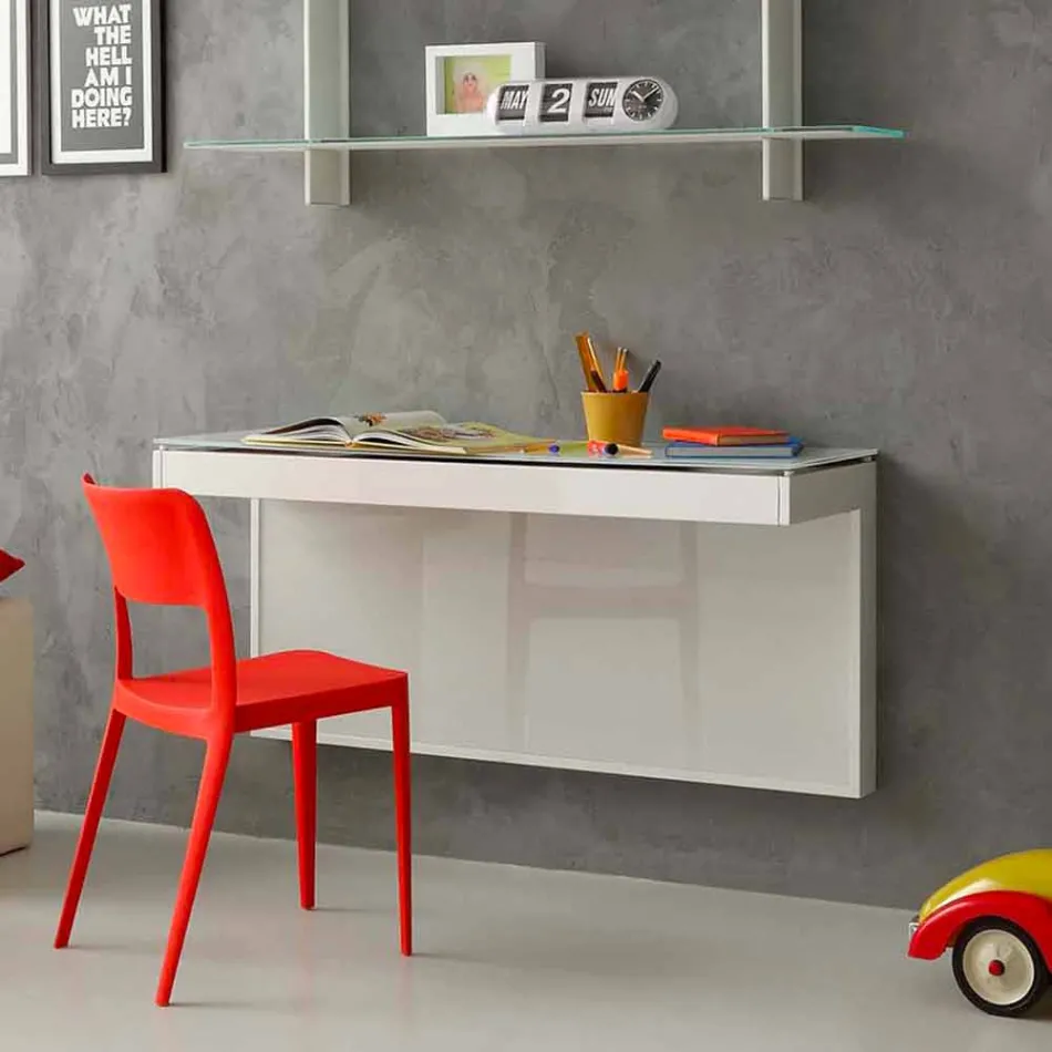 Upphängt skrivbord i kristall med metallkonstruktion tillverkad i Italien - kisel Viadurini