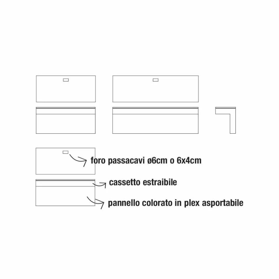 Upphängt skrivbord i kristall med metallkonstruktion tillverkad i Italien - kisel Viadurini