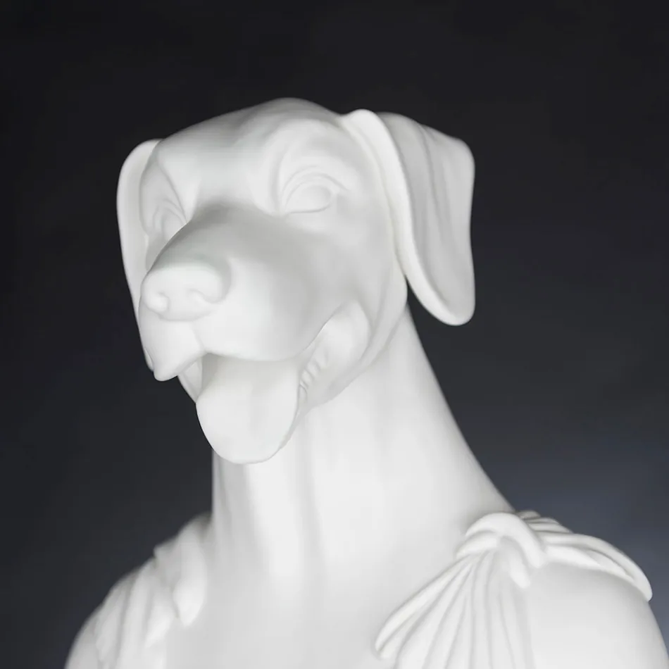 Vit handgjord keramisk skulptur 100% Made in Italy Fabas 1 Viadurini