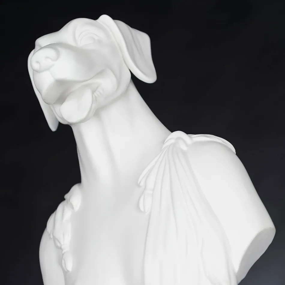 Vit handgjord keramisk skulptur 100 % tillverkad i Italien Fabas 1 Viadurini