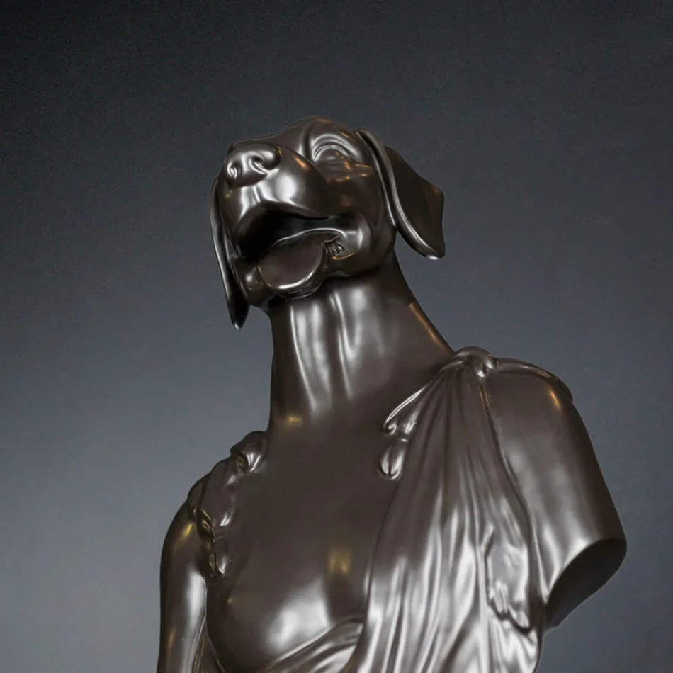 Svart hantverkskeramisk skulptur 100% Made in Italy Fabas 2 Viadurini